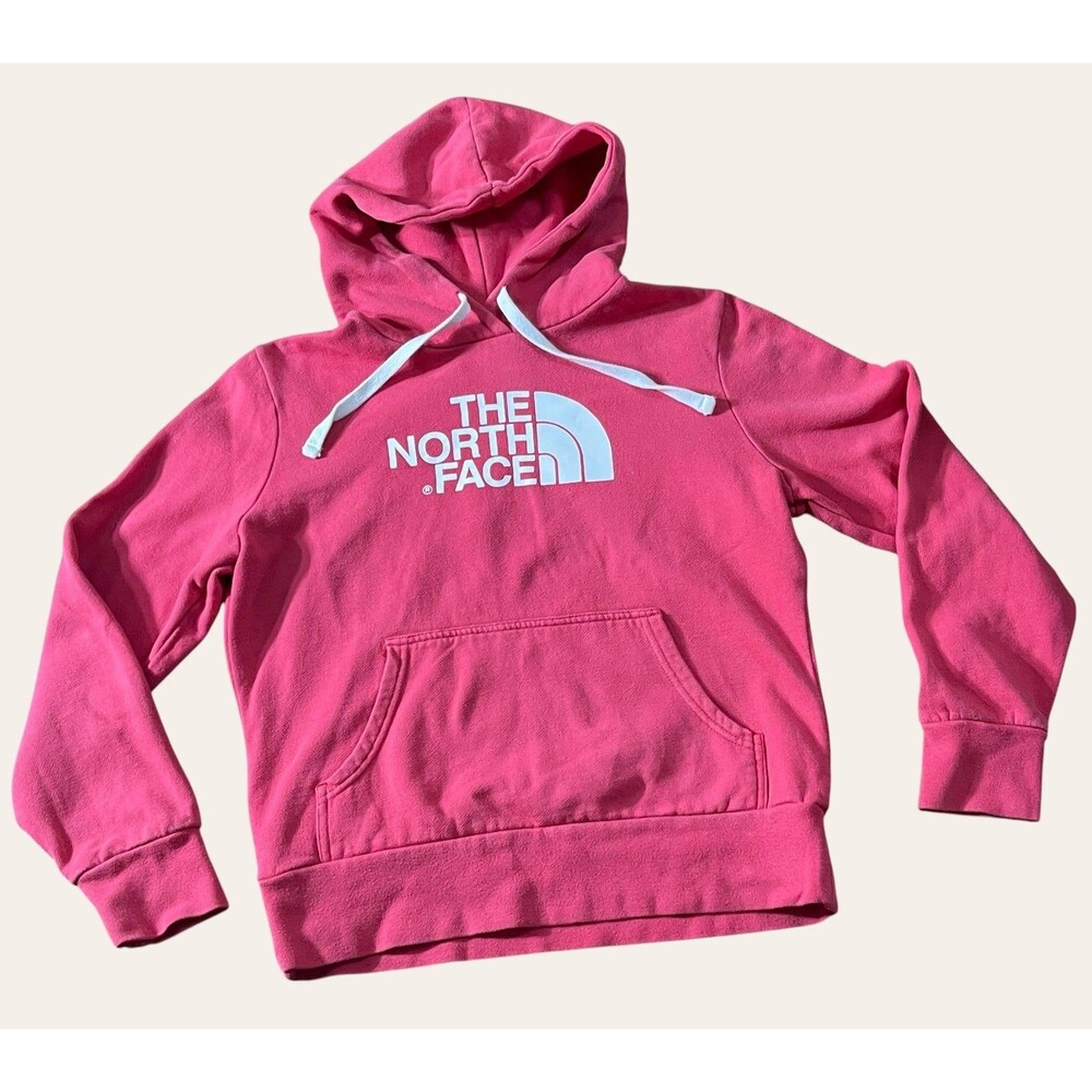 The North Face Women's Hoodie Sweater Pink Pullover Size S Small Pink White